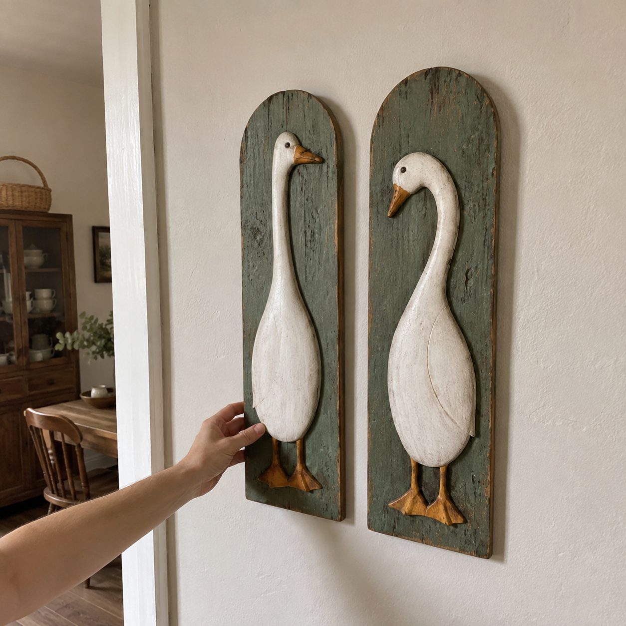 Handcrafted Rustic Goose Wall Art Set Of 2
