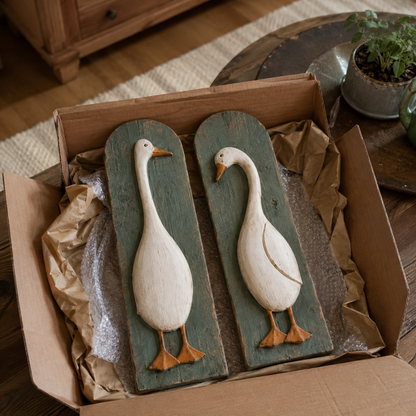 Handcrafted Rustic Goose Wall Art Set Of 2