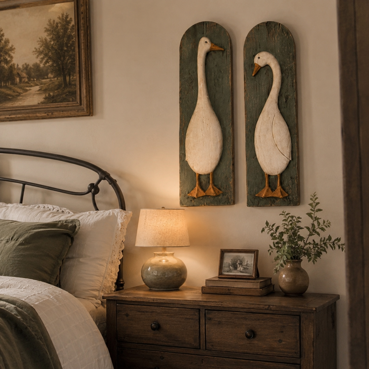 Handcrafted Rustic Goose Wall Art Set Of 2