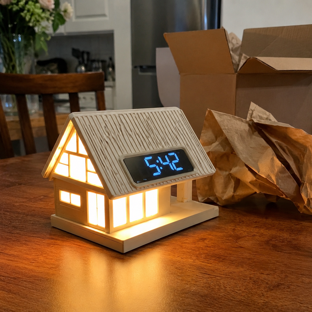 Cozy cabin clock after unboxing