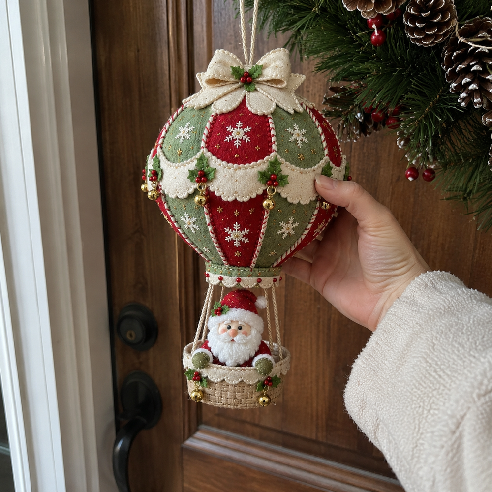 Christmas balloon decoration held by customer