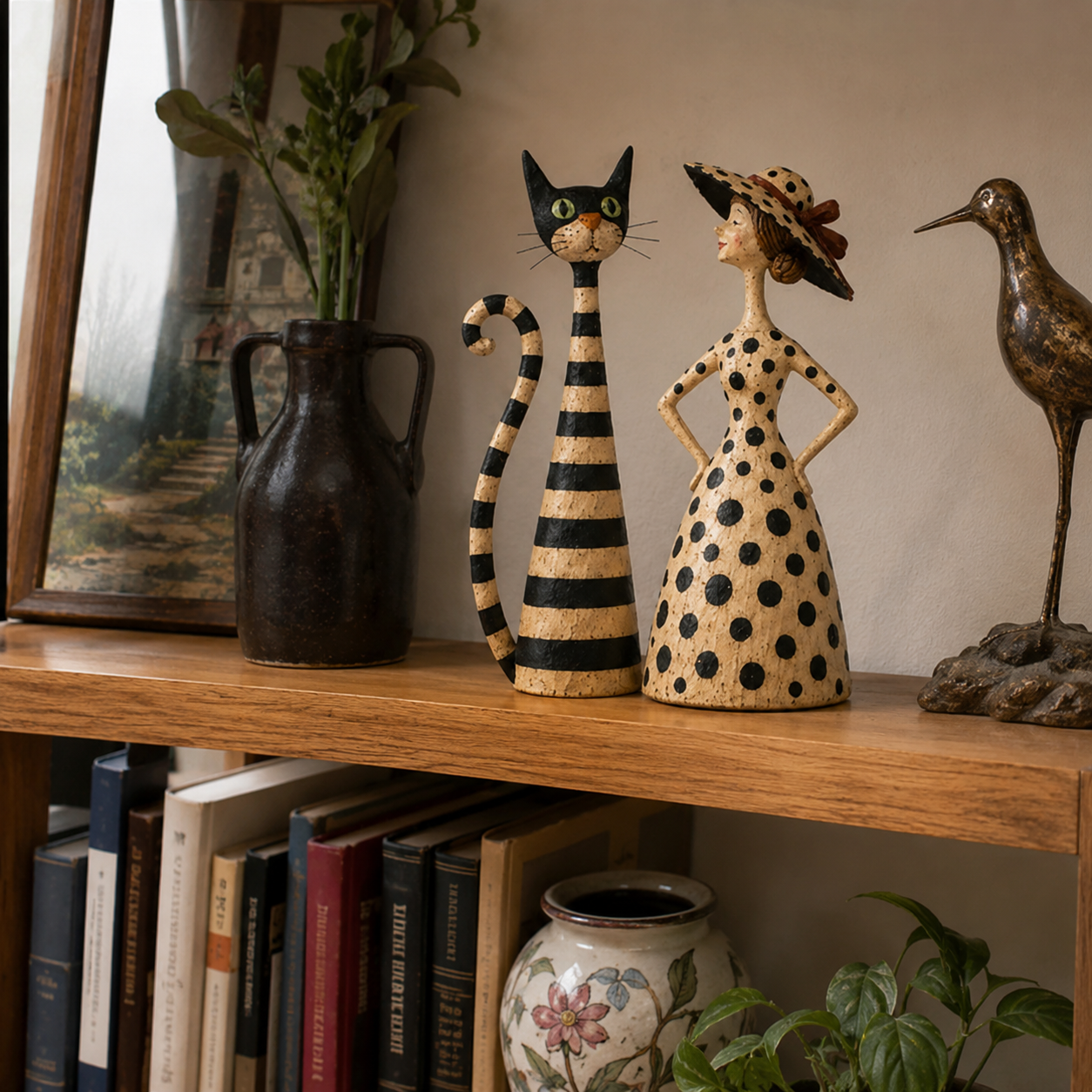 ✨Vintage  Cat & Lady Sculptures