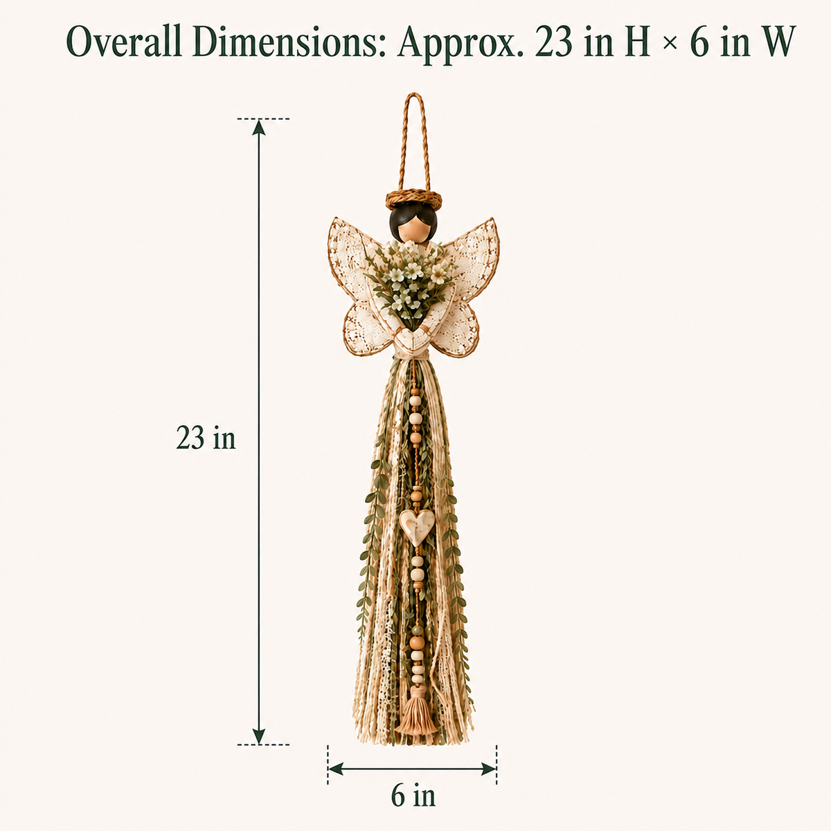 Overall dimensions of Grace In Bloom angel wall hanging