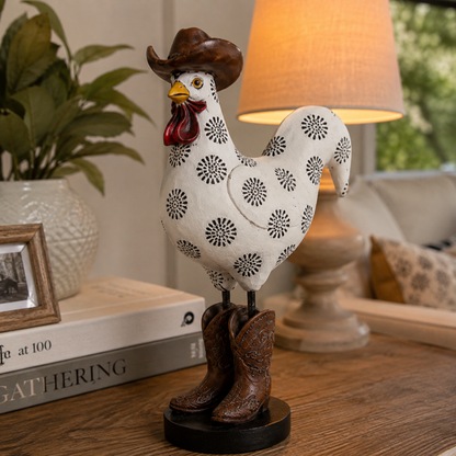 Vintage Cowboy Rooster Sculpture