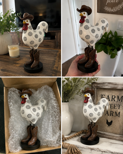 Vintage Cowboy Rooster Sculpture