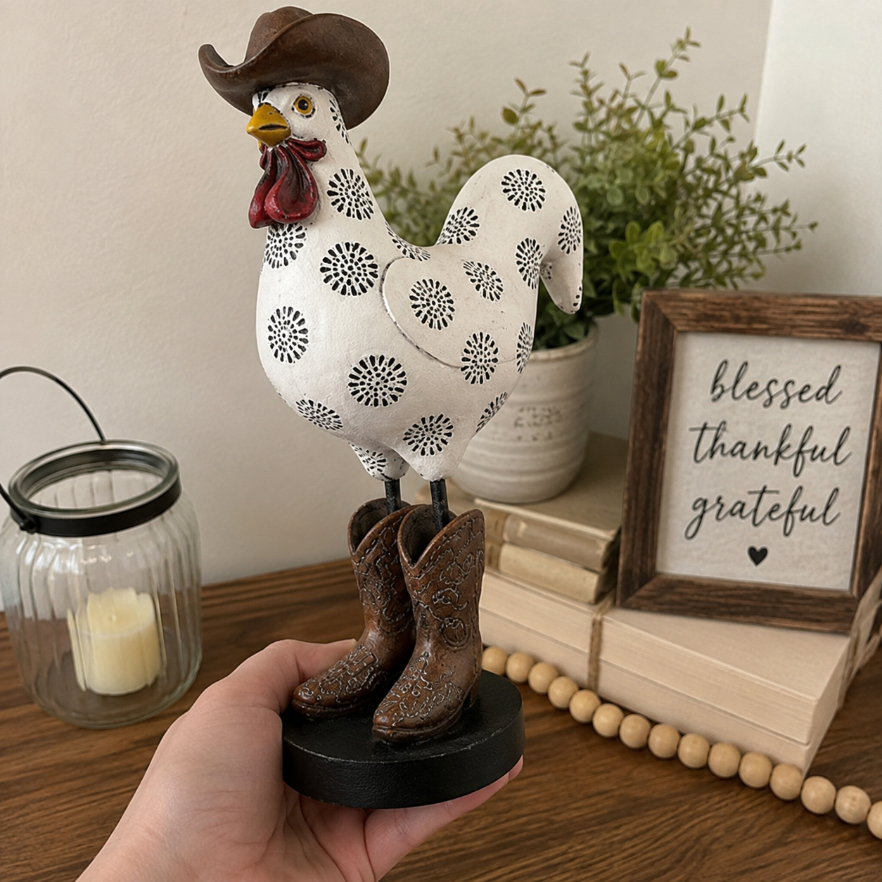 Vintage Cowboy Rooster Sculpture
