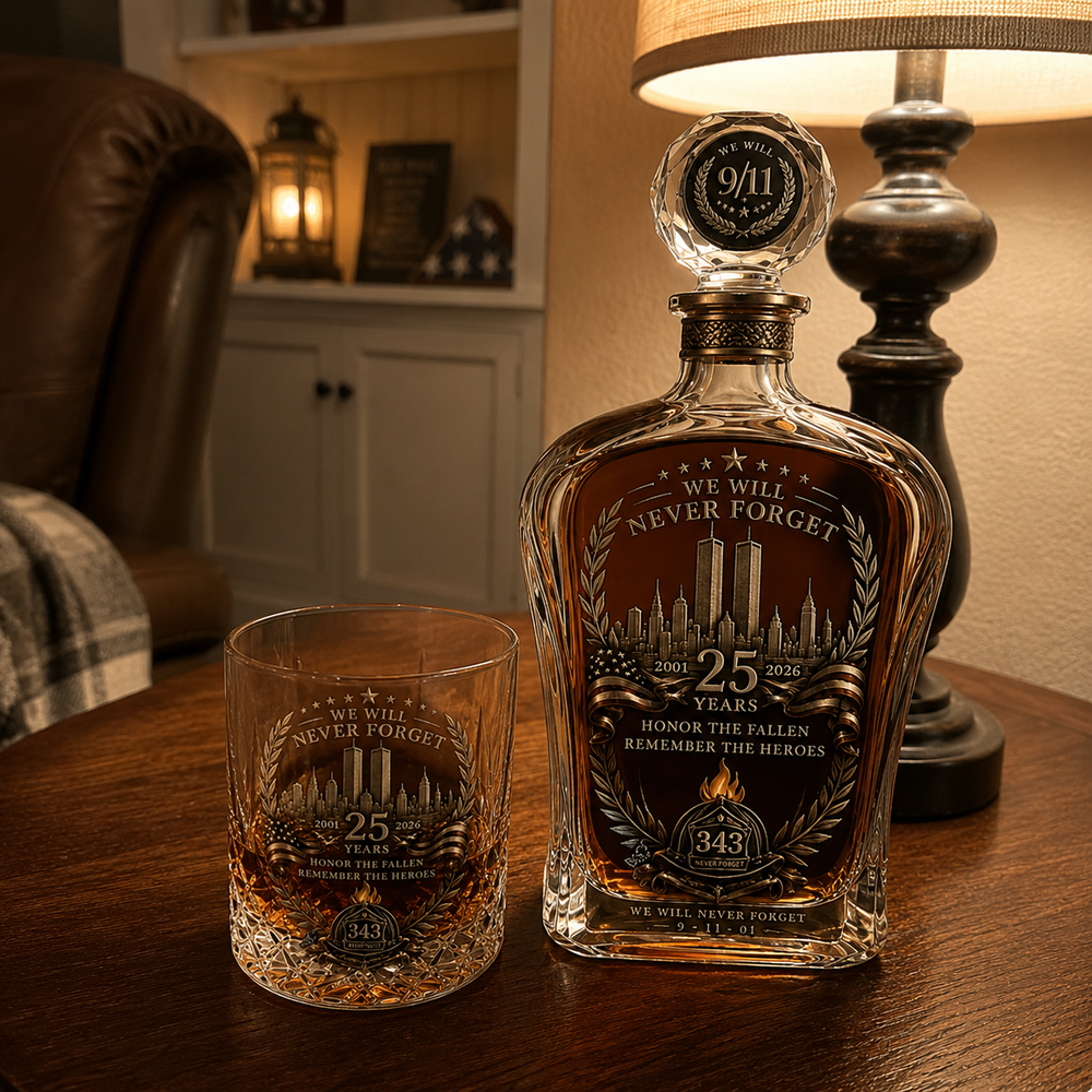 Six glass 343 Heroes remembrance gift set