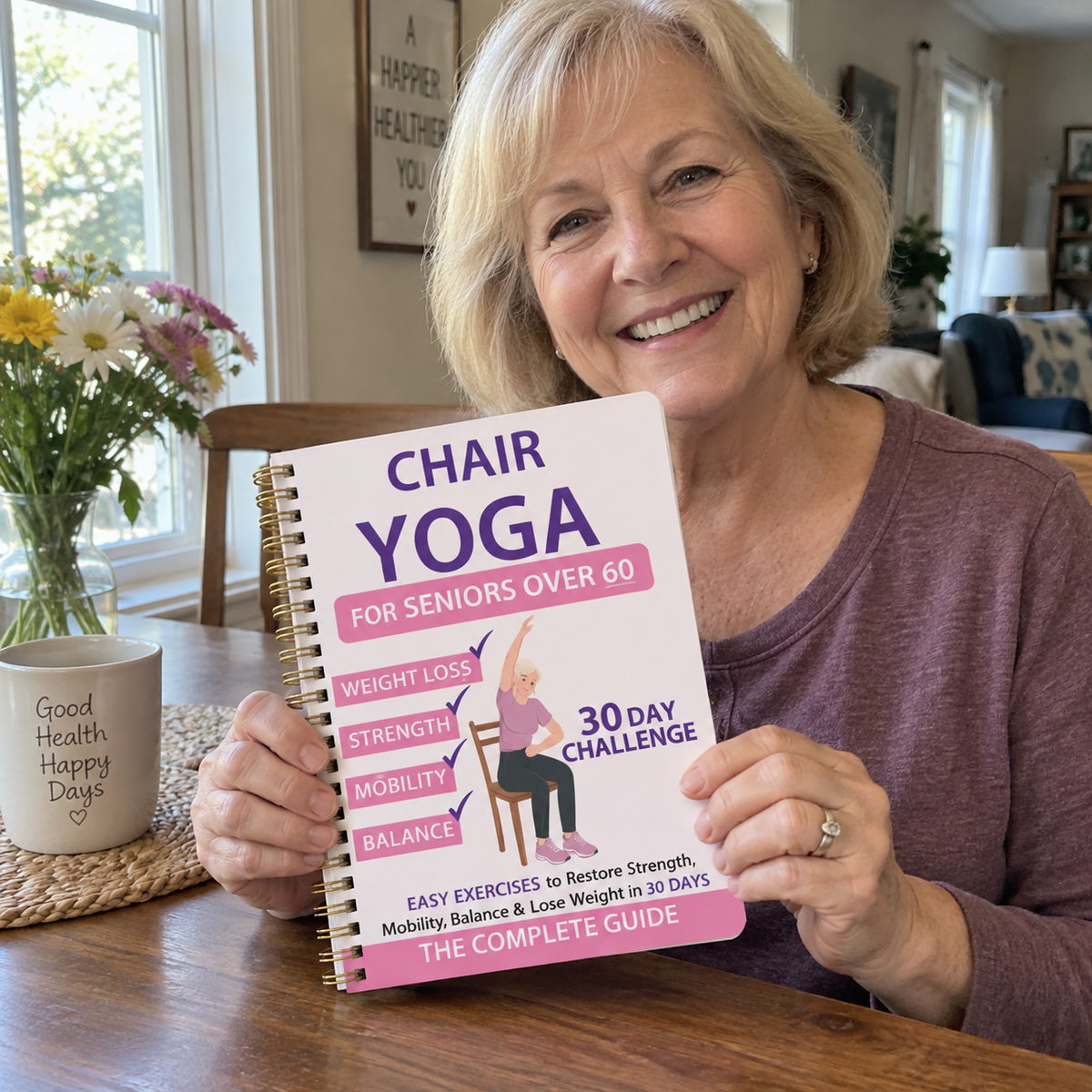 The Complete Guide to Chair Yoga for Seniors Over 60: 40+ Low-Impact Easy Exercises to Restore Strength, Mobility, Balance, and Lose Weight