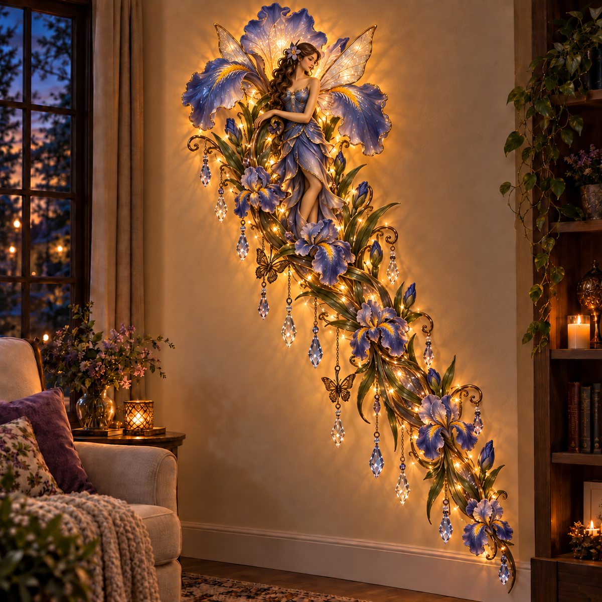 🌹🧚‍♀️Enchanted Flower Fairy Wall Light✨Cascading Floral Decor