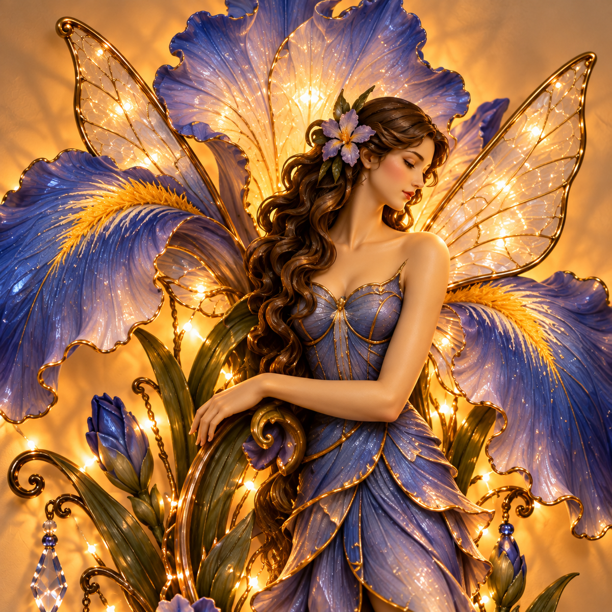 🌹🧚‍♀️Enchanted Flower Fairy Wall Light✨Cascading Floral Decor