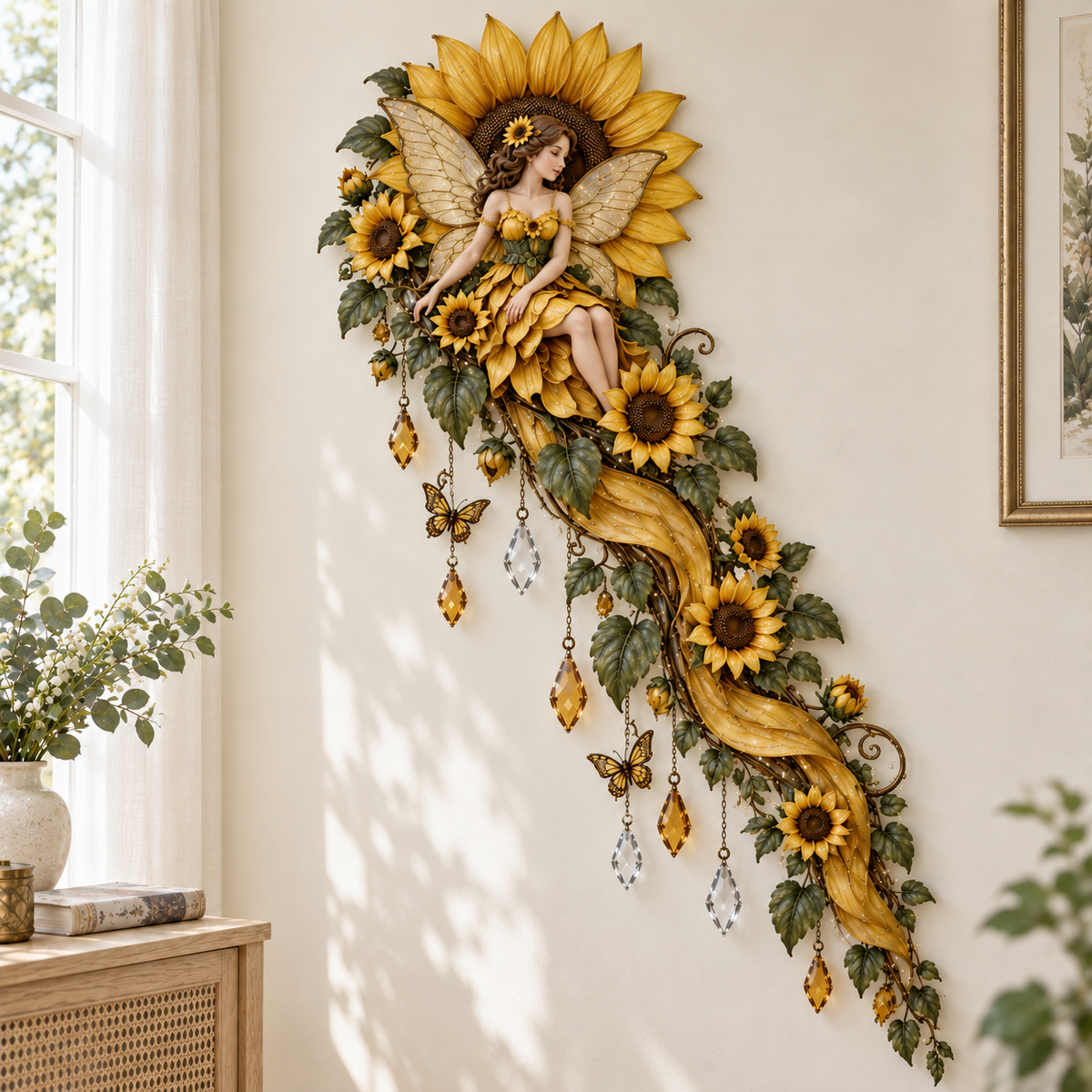 🌹🧚‍♀️Enchanted Flower Fairy Wall Light✨Cascading Floral Decor