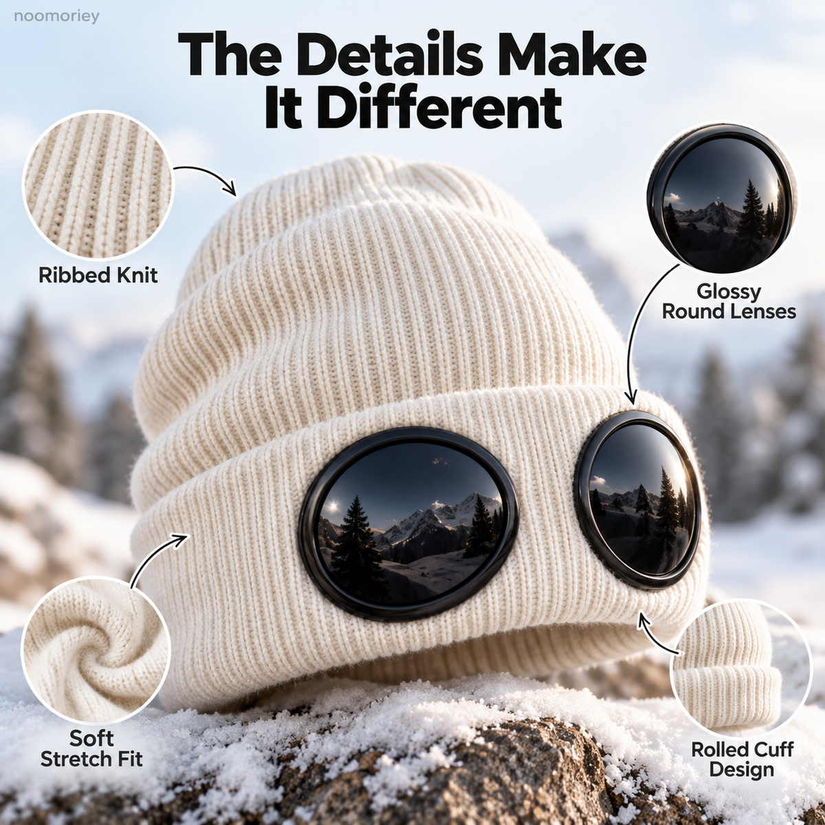 😎 Goggle Beanie Winter Hat🧢 – Funny Knit Pull-Down Hat with Built-In Lenses😂