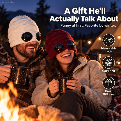 😎 Goggle Beanie Winter Hat🧢 – Funny Knit Pull-Down Hat with Built-In Lenses😂