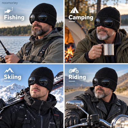 😎 Goggle Beanie Winter Hat🧢 – Funny Knit Pull-Down Hat with Built-In Lenses😂