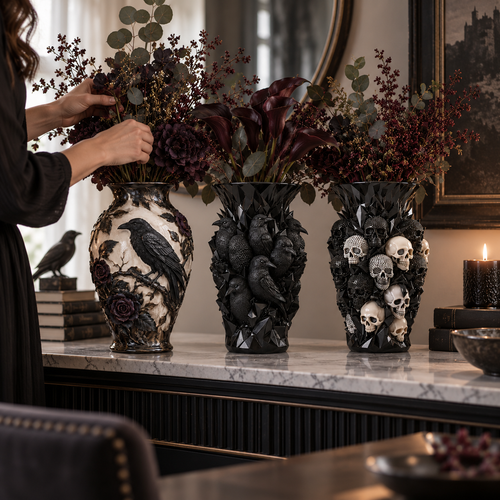 💀💎 Crystal Skull Vase – Where Darkness Meets Elegance