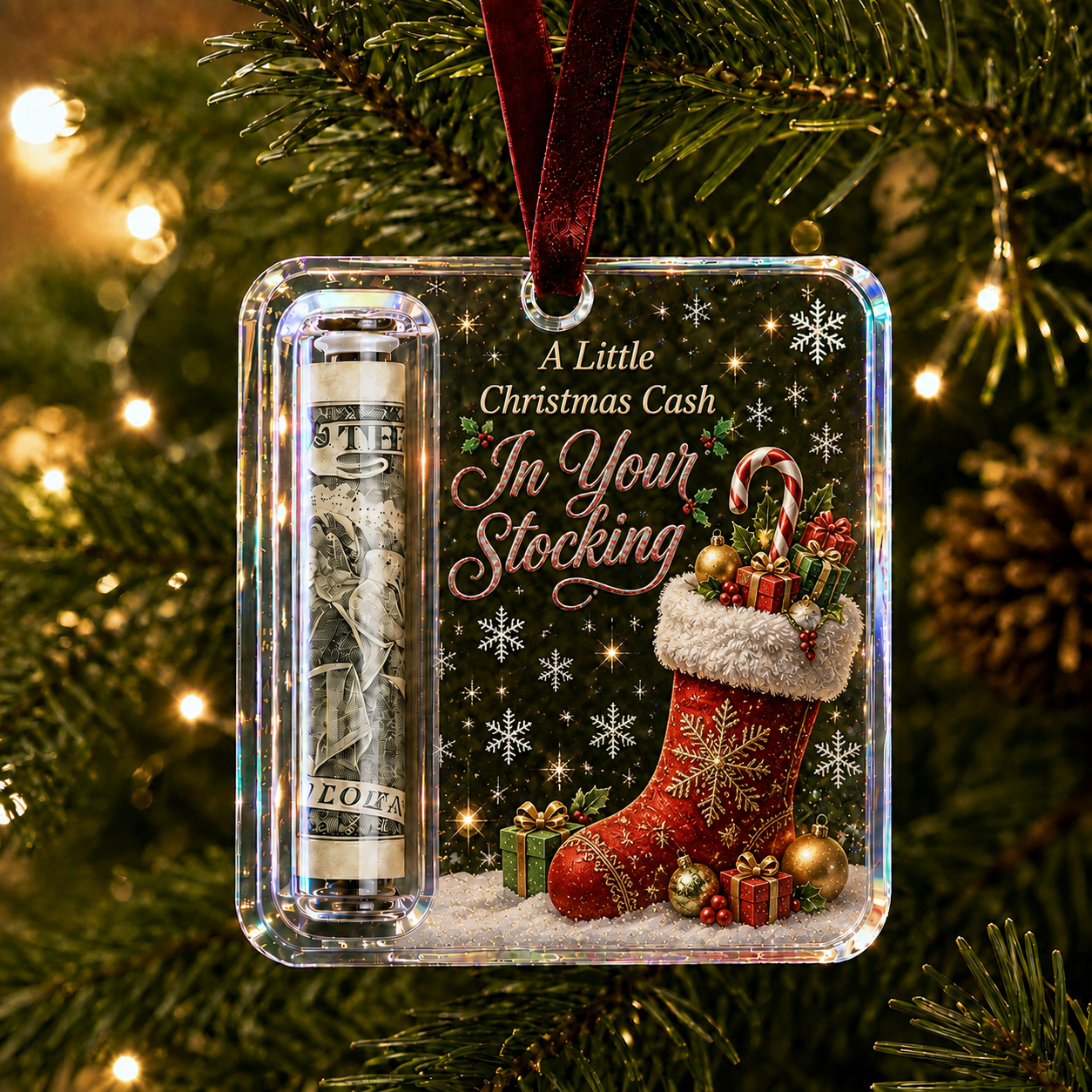 🎄💵 Christmas Cash Gift Ornament – Festive Money Holder Keepsake for the Tree