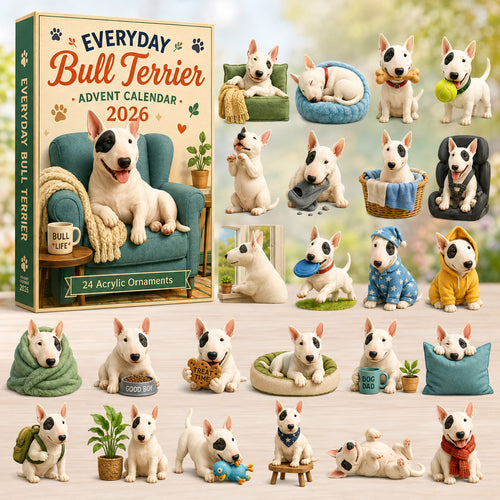 🐶 Everyday Bull Terrier Advent Calendar 2026 – 24 Cute Acrylic Ornaments & Daily Surprises 🎄✨