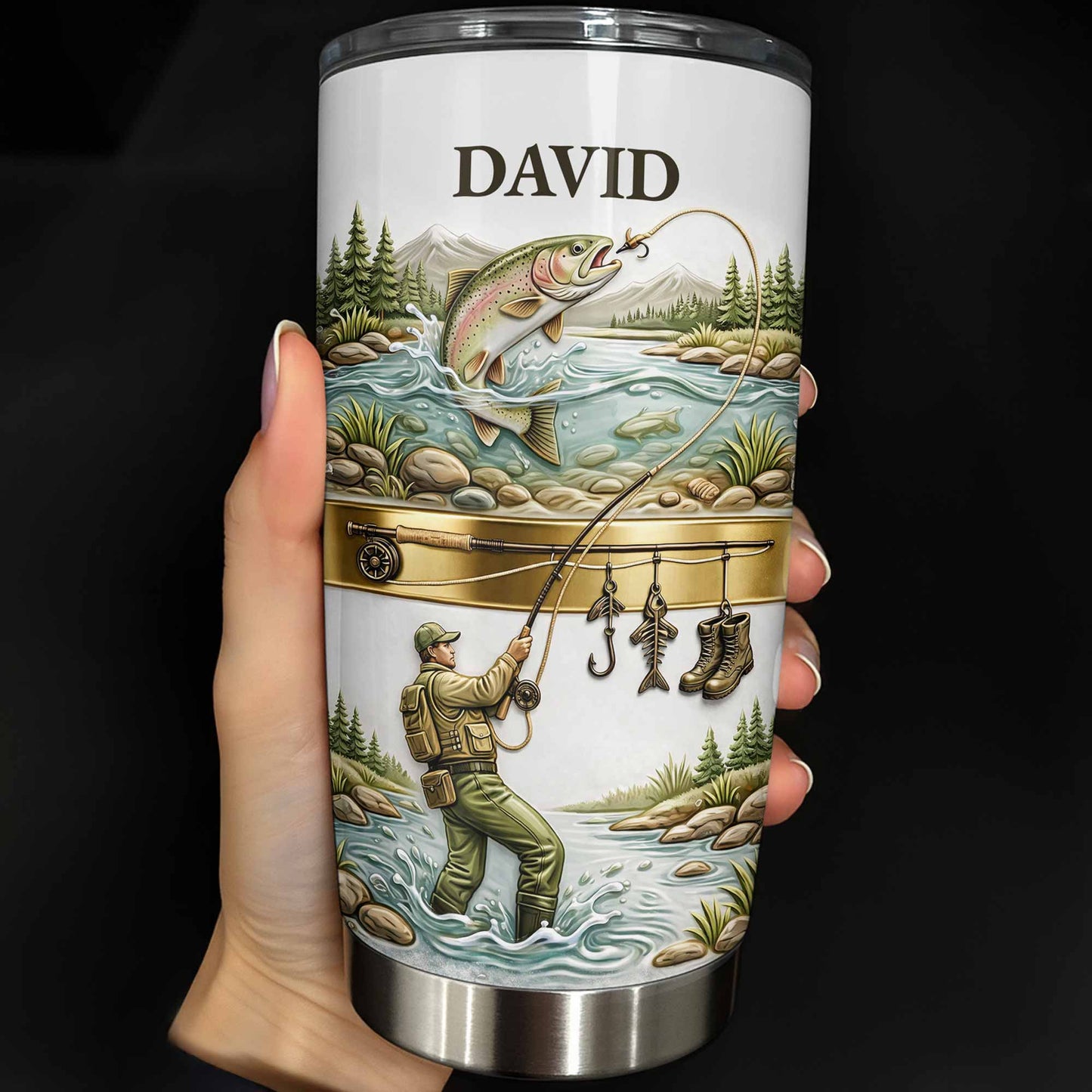 🎣🇺🇸 Personalized Fishing Tumbler – “A Peaceful Day on the River”
