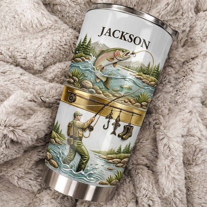 🎣🇺🇸 Personalized Fishing Tumbler – “A Peaceful Day on the River”