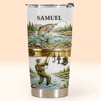 🎣🇺🇸 Personalized Fishing Tumbler – “A Peaceful Day on the River”