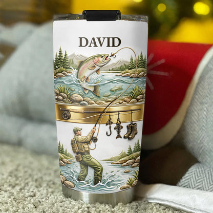 🎣🇺🇸 Personalized Fishing Tumbler – “A Peaceful Day on the River”