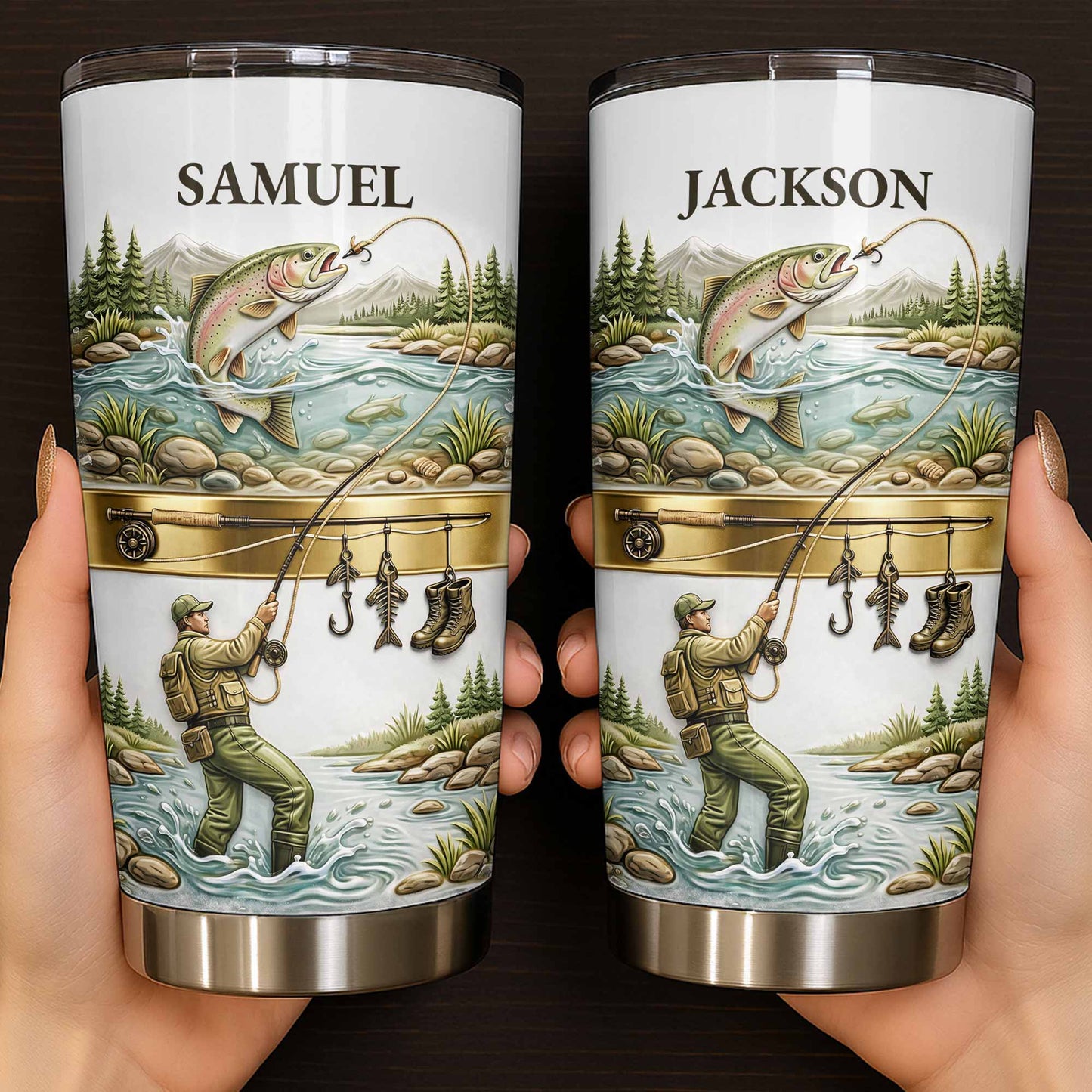 🎣🇺🇸 Personalized Fishing Tumbler – “A Peaceful Day on the River”