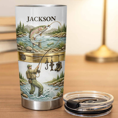 🎣🇺🇸 Personalized Fishing Tumbler – “A Peaceful Day on the River”