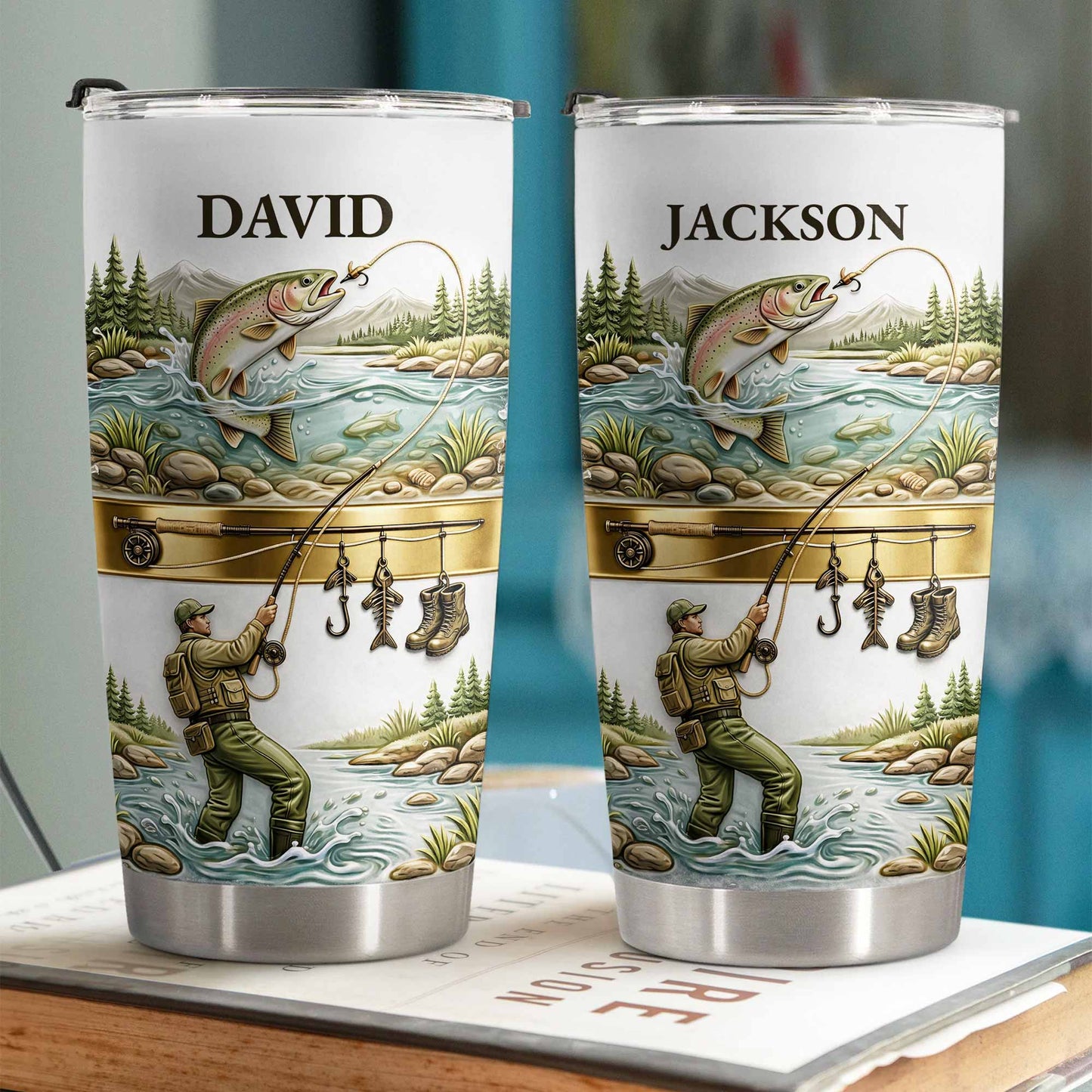 🎣🇺🇸 Personalized Fishing Tumbler – “A Peaceful Day on the River”