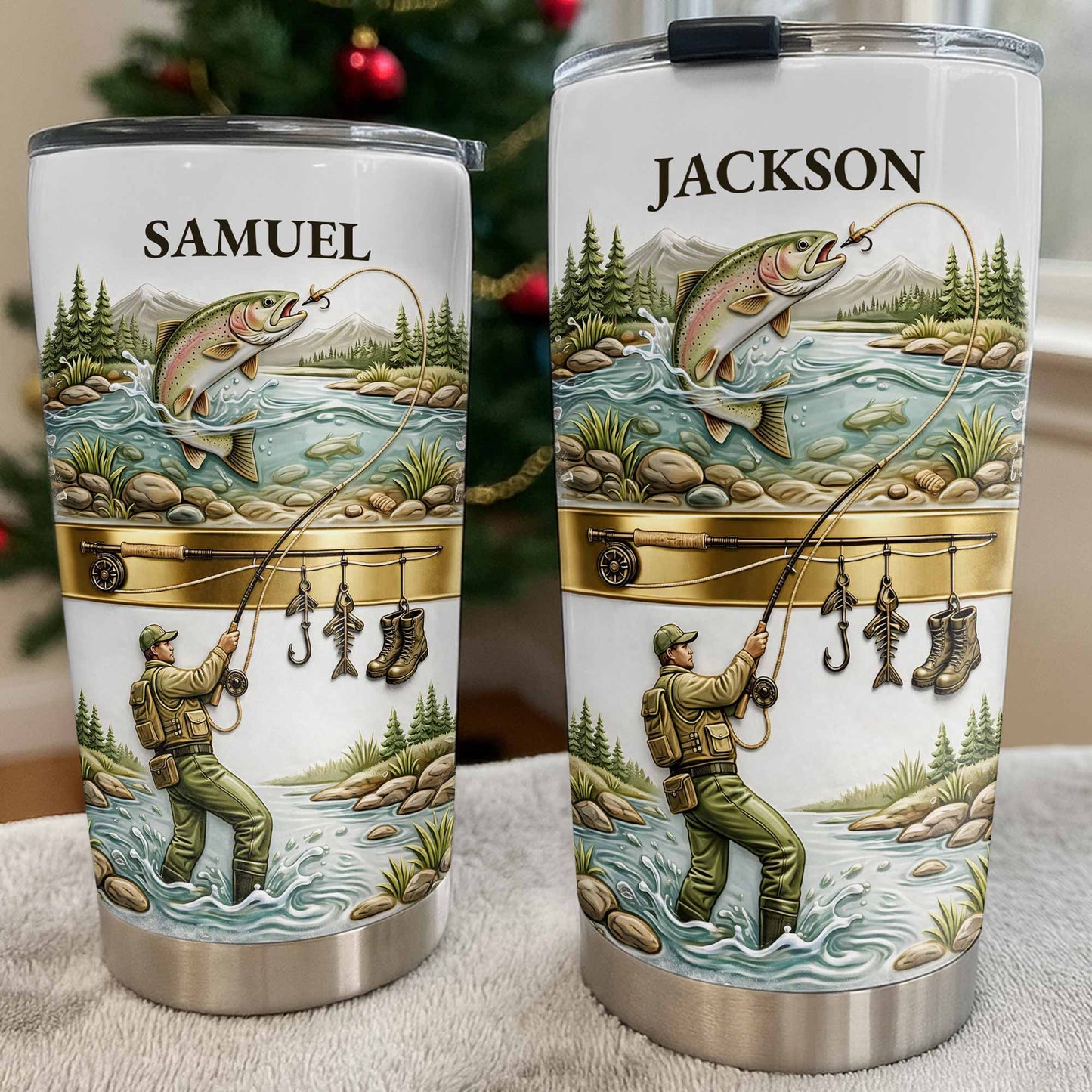 🎣🇺🇸 Personalized Fishing Tumbler – “A Peaceful Day on the River”