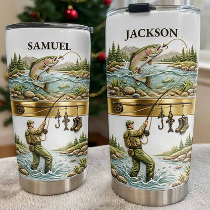 🎣🇺🇸 Personalized Fishing Tumbler – “A Peaceful Day on the River”