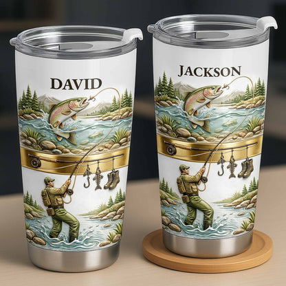 🎣🇺🇸 Personalized Fishing Tumbler – “A Peaceful Day on the River”