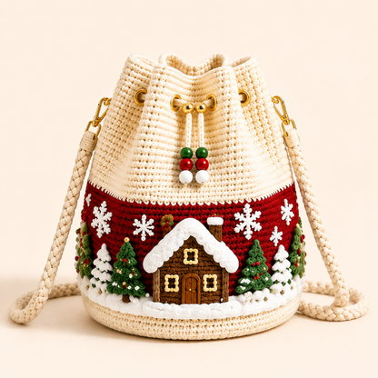 🎄🧶 Cozy Holiday Crochet Bucket Bag – 4 Festive 3D Styles with Detachable Strap