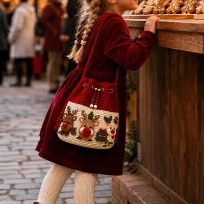 🎄🧶 Cozy Holiday Crochet Bucket Bag – 4 Festive 3D Styles with Detachable Strap