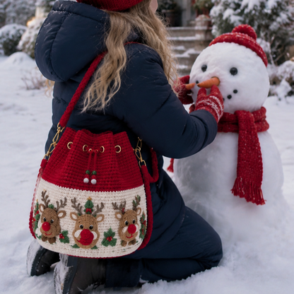 🎄🧶 Cozy Holiday Crochet Bucket Bag – 4 Festive 3D Styles with Detachable Strap