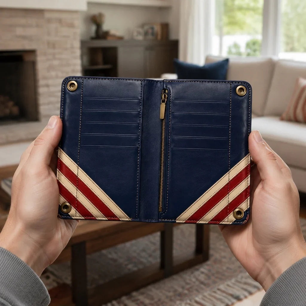 🦅 Personalized American Eagle Patriotic Leather Wallet 🇺🇸