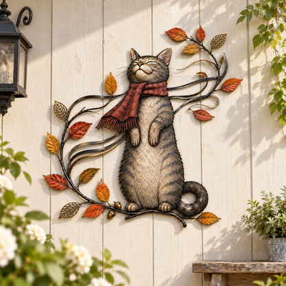 🐱Autumn Cat Metal Wall Decor – Swinging & Standing Cat Designs🍂🐈