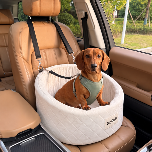☁️ 2-in-1 Dog Car Seat & Travel Bed – Soft, Supportive & Easy to Secure