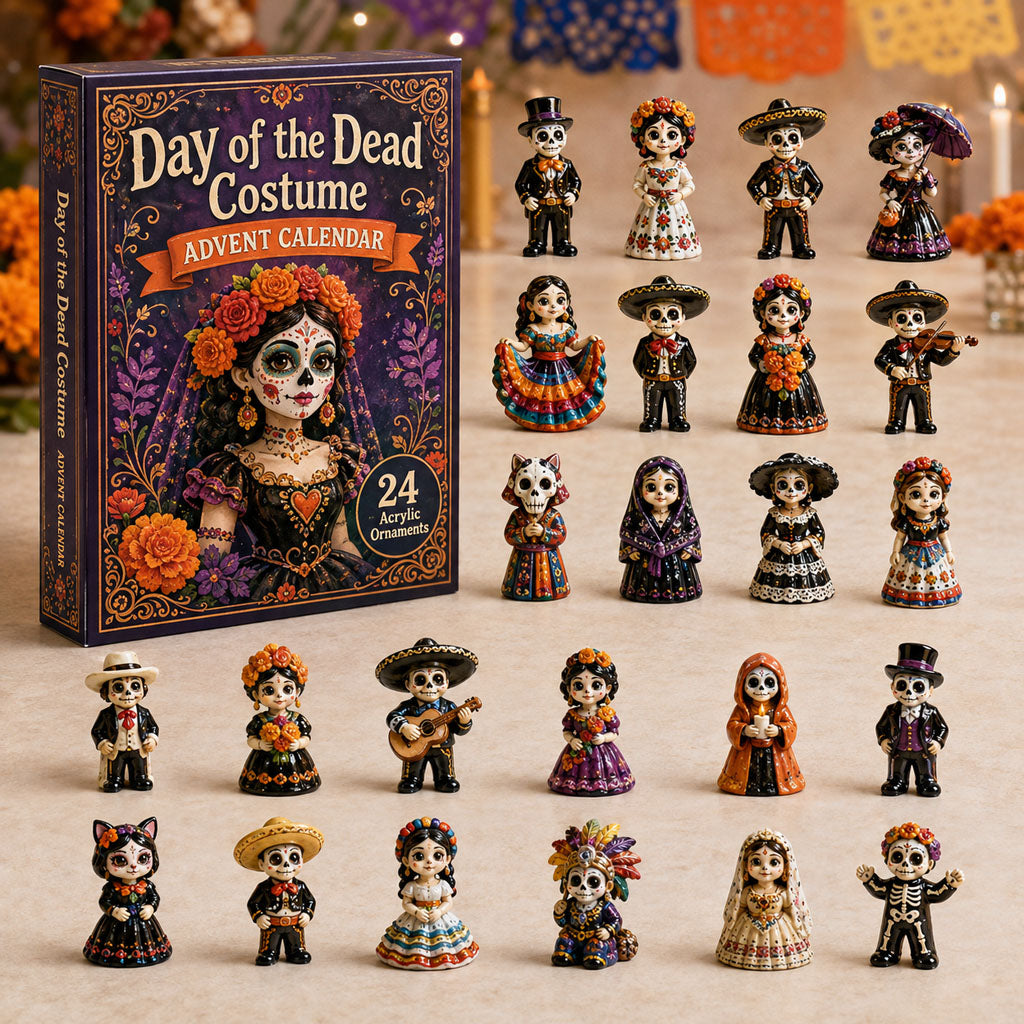 Calendar box with 24 individual Day of the Dead charms