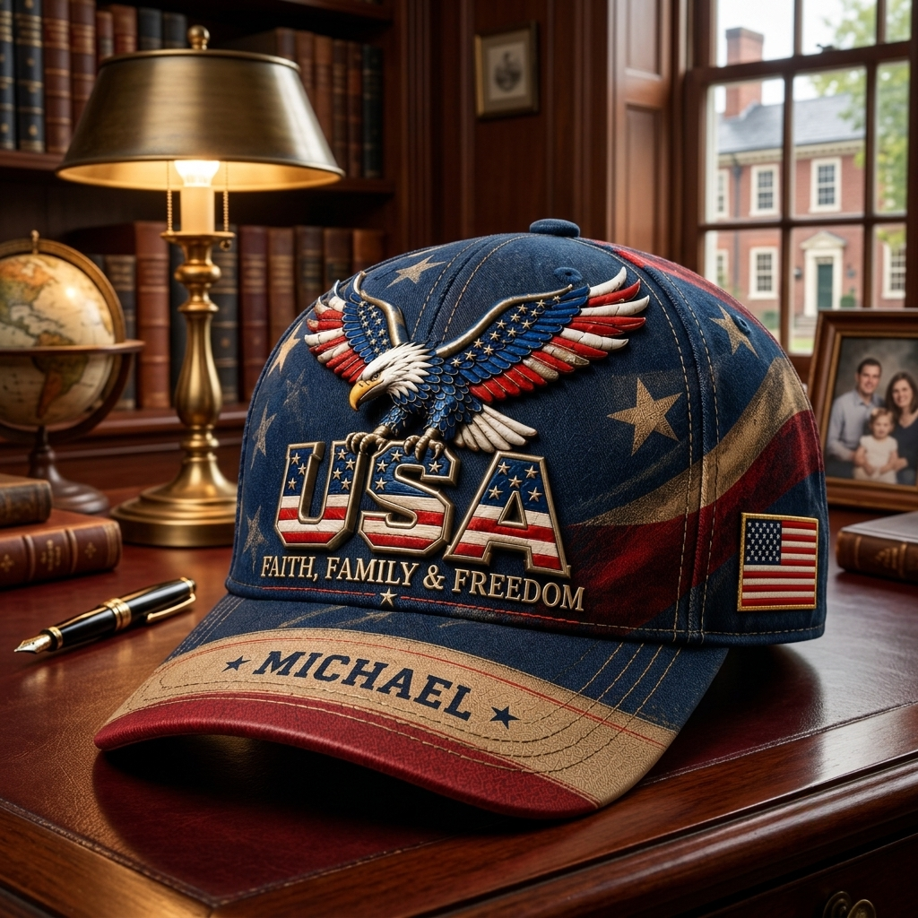 Personalized USA Eagle Name Baseball Cap