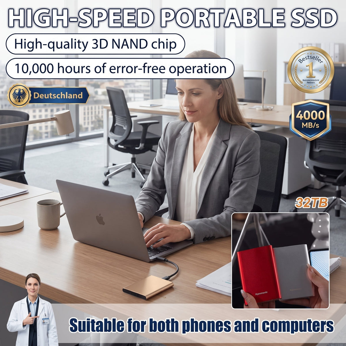 🔥50% OFF ✅High-speed portable solid-state drive (SSD)