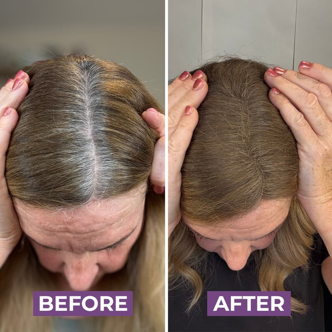 HairMagic+ grey roots before and after