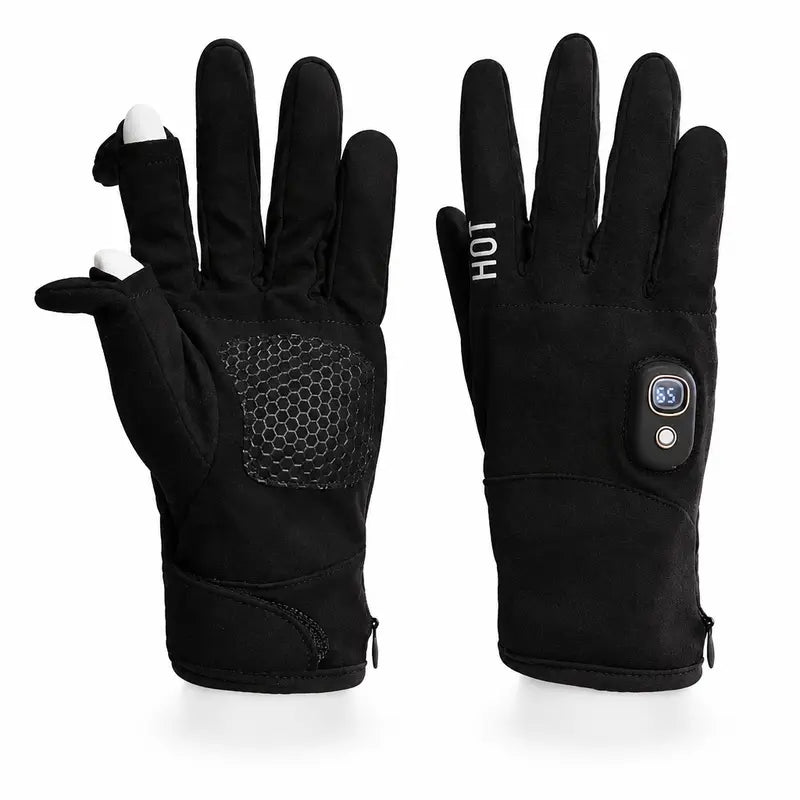 Black heated gloves, one size