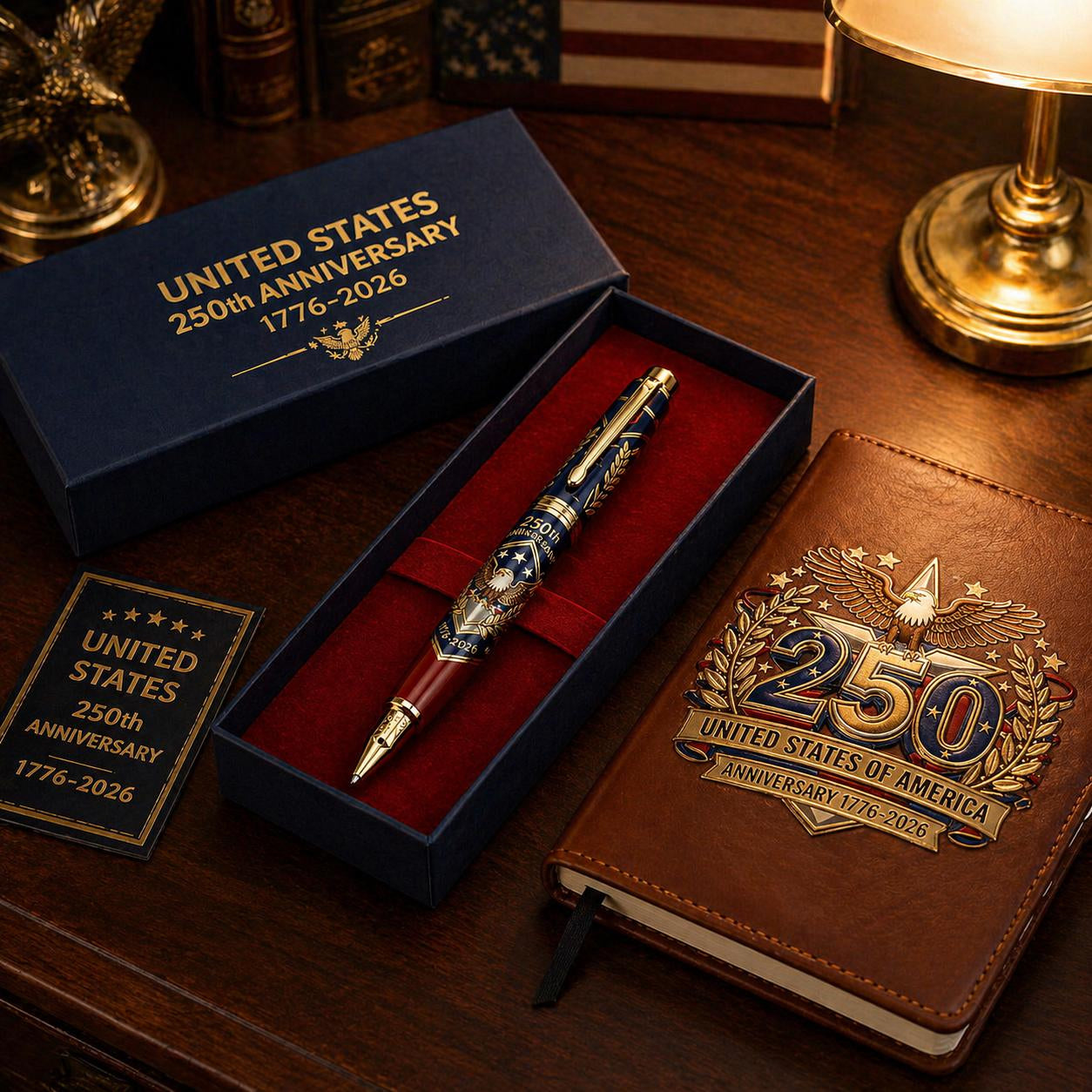 🎁Father's Day gift 一 USA 250th Anniversary Notebook & Pen Set, 1776-2026 Patriotic Gift
