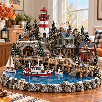🎄⚓ Coastal Christmas Wonderland™ – Lighted Lighthouse Village ✨