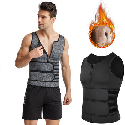 ⭐💪Men Body Shaper Sauna Vest Waist Trainer Double Belt