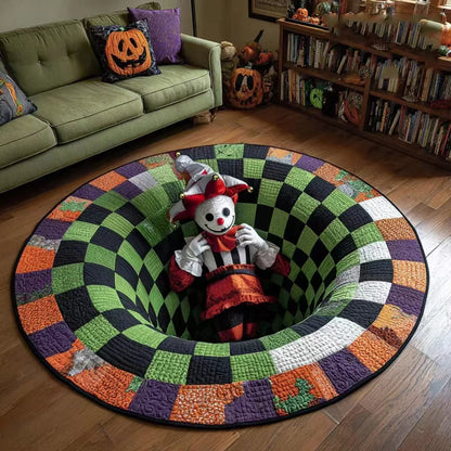 🎄👻 ✨ 60,000+ Sold — 3D Skeleton Vortex Quilted Round Halloween Rug