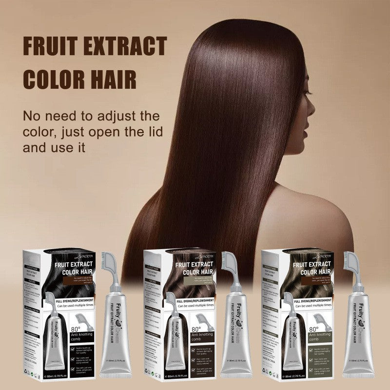 Fruit Extract Hair Dye Comb / Hair Dye Cream — Portable Home Use, Gentle Plant-Based Hair Dye, Reusable No Mix Hair Color✨