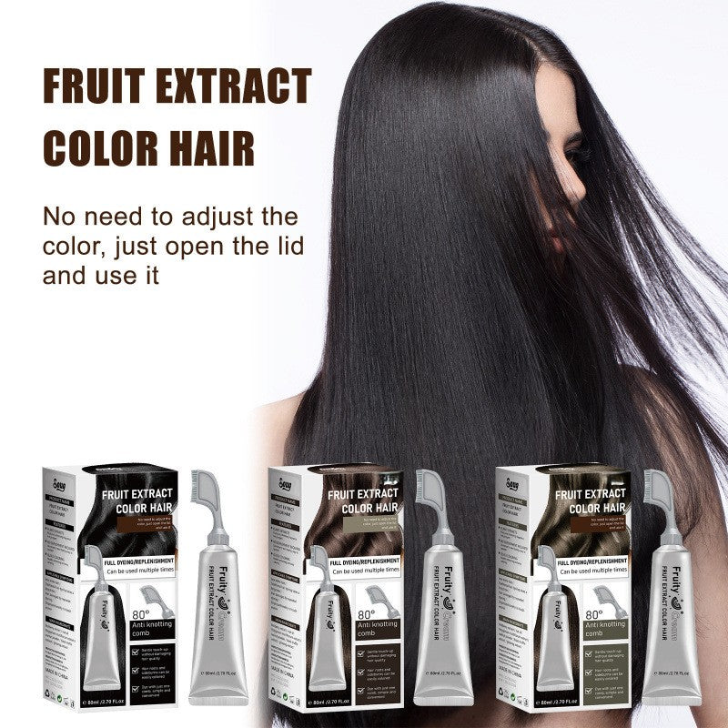 Fruit Extract Hair Dye Comb / Hair Dye Cream — Portable Home Use, Gentle Plant-Based Hair Dye, Reusable No Mix Hair Color✨