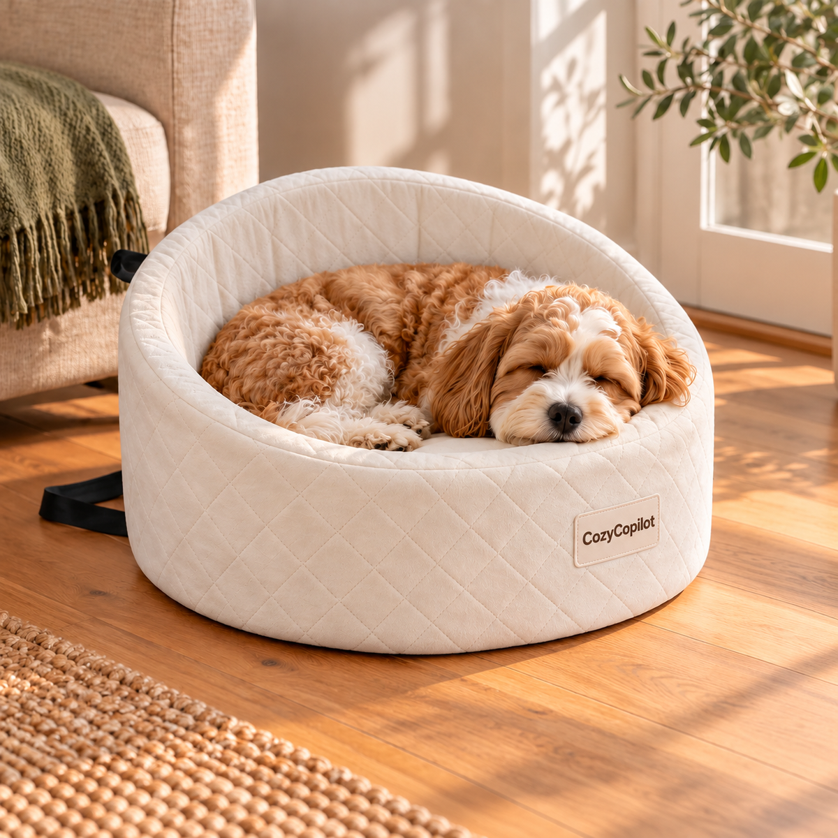 ☁️ 2-in-1 Dog Car Seat & Travel Bed – Soft, Supportive & Easy to Secure