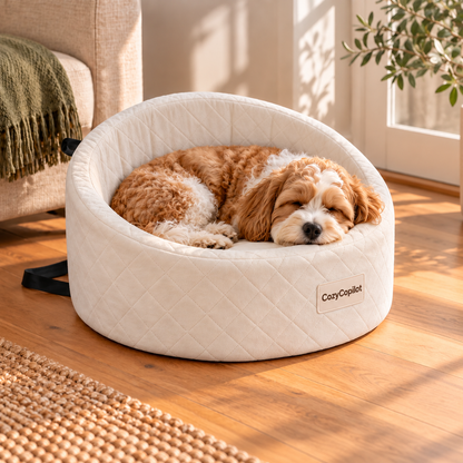 ☁️ 2-in-1 Dog Car Seat & Travel Bed – Soft, Supportive & Easy to Secure
